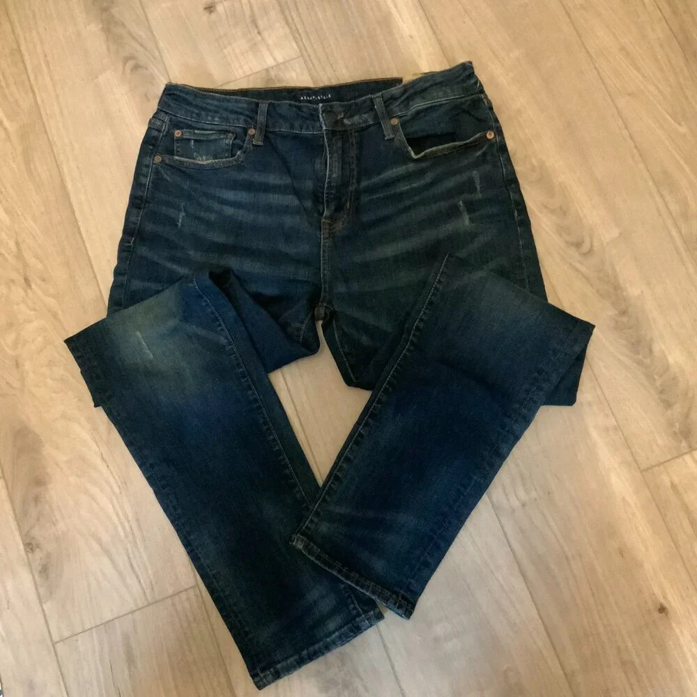 Aeropostale Athletic Skinny 33x32 Denim Blue Jeans